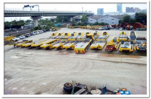 大阪府泉大津市にある、車輛基地。　５０００坪と広大。